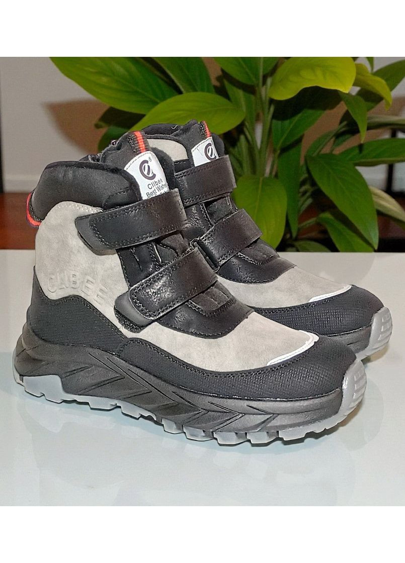 Зимові черевики на овчині для хлопчика, дутики на липучках для хлопчика, зимові хайтопи для хлопця Клібі Clibee (367078842)