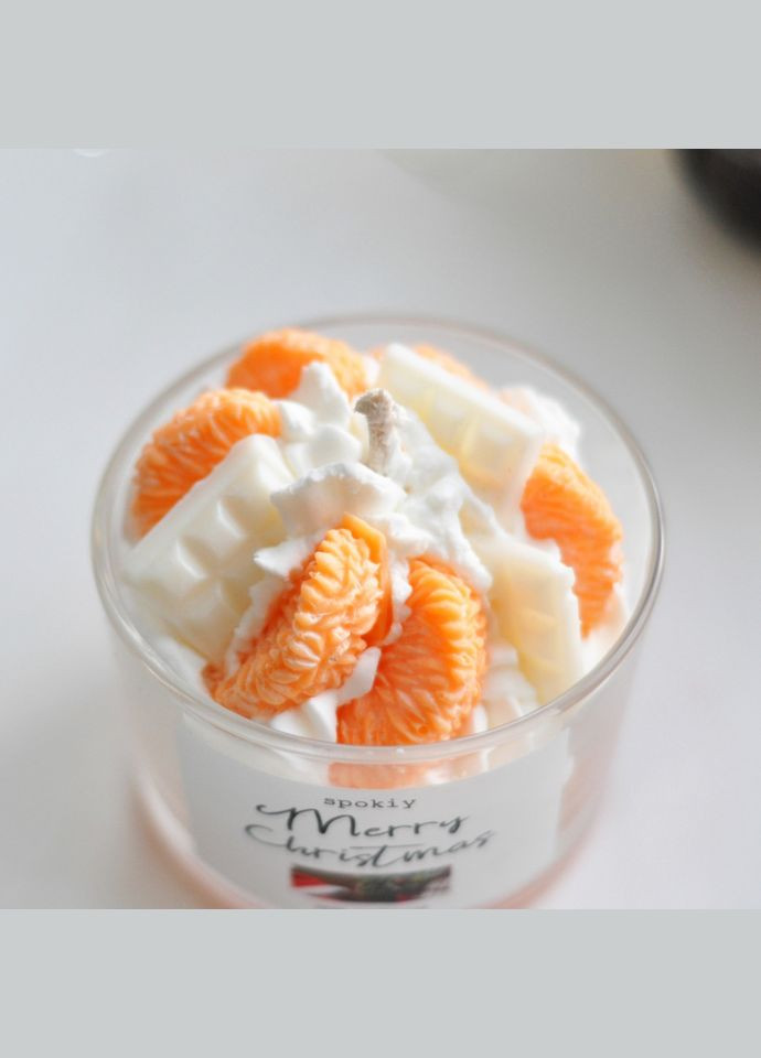 Десертна новорічна свічка із соєвого воску «Tangerine jam» SP2394, 150 г ручної роботи Spokiy (315135490)