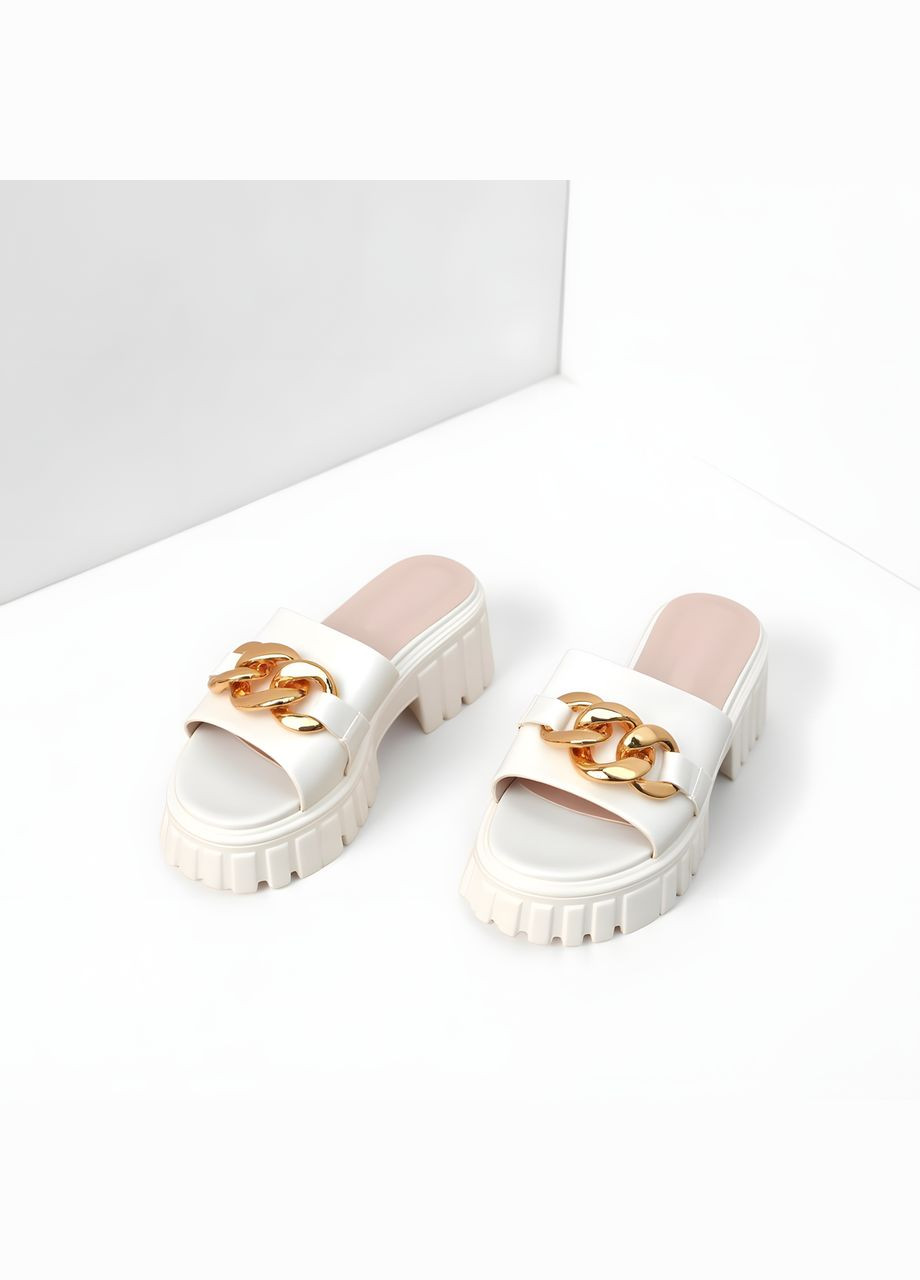 Белые женские элегантные шлепки mengfuna 1402 белые Kanuchun