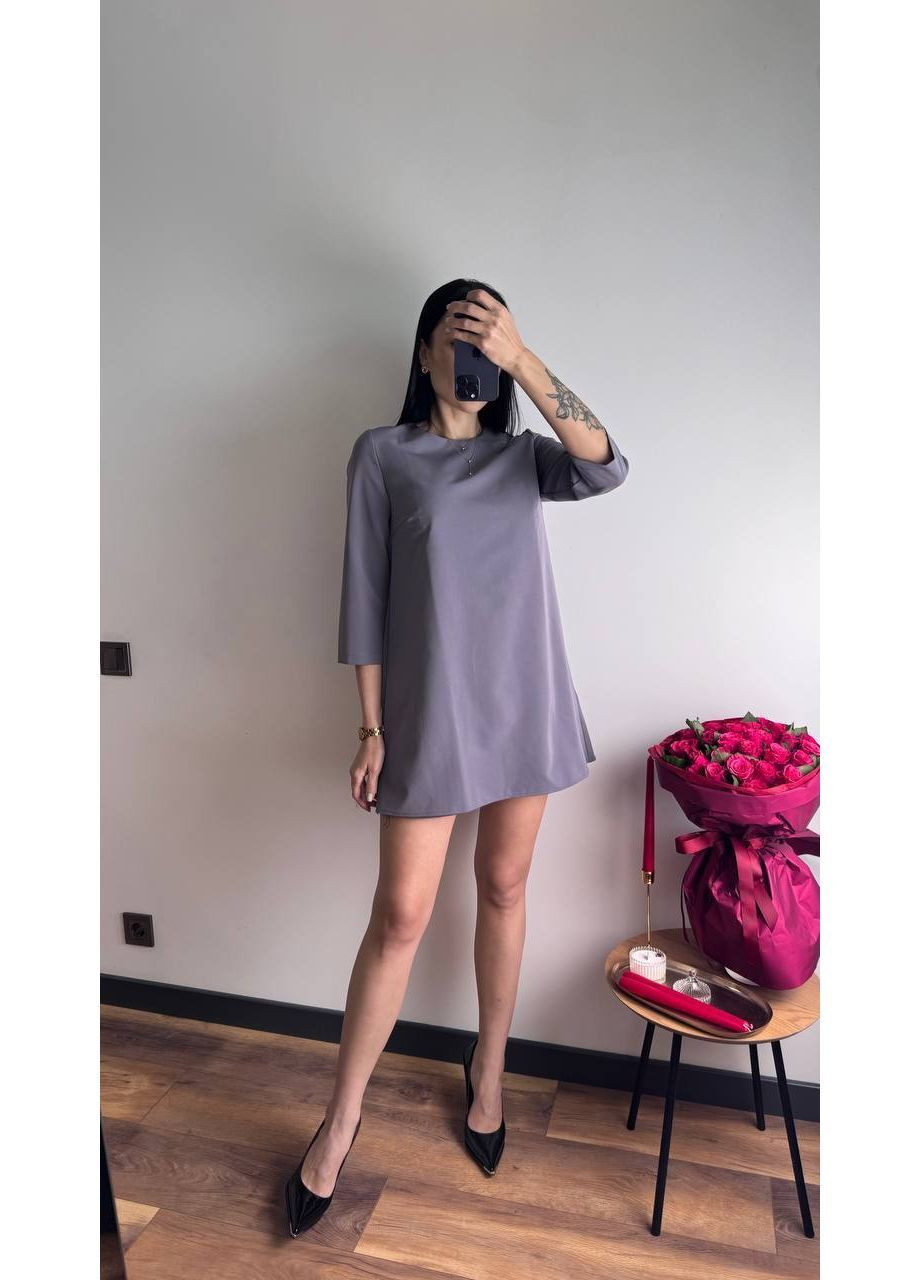 Сіра кежуал міні-сукня з шортами а-силуету а-силует MonCher