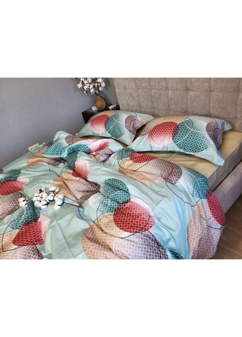 Постільна білизна з резинкою TOLEDO COLORFUL, сатин PREMIUM Полуторний розмір, наволочки 70/70 No Brand (364218391)