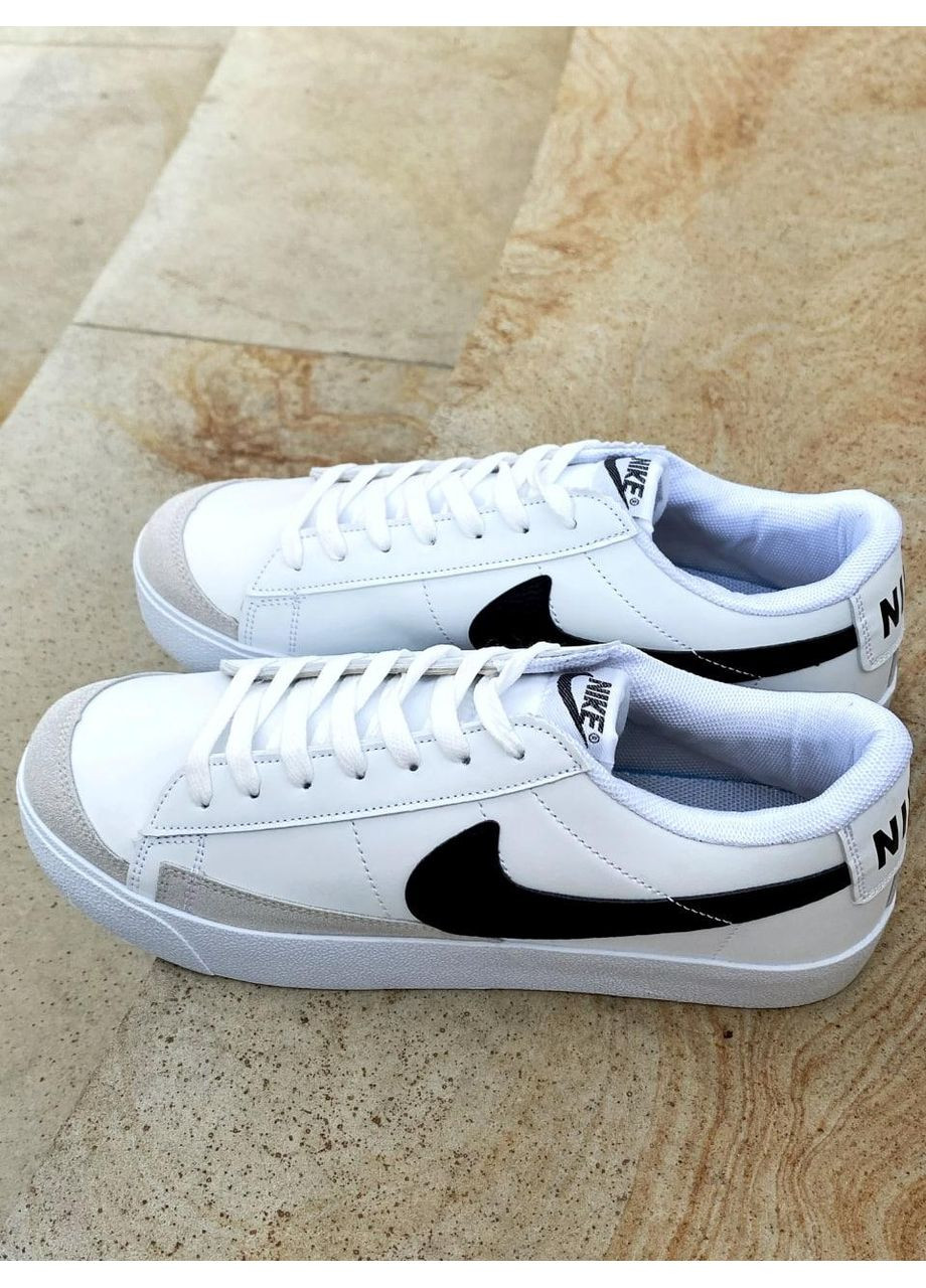 Черные демисезонные кроссовки мужские nike blazer low white black v3 найк блейзер No Brand
