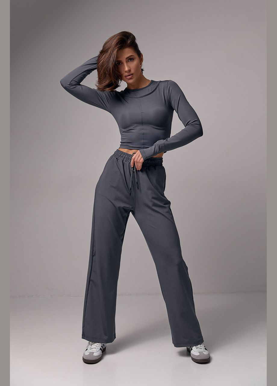 Эластичный женский спортивный костюм - темно-серый Lurex (282957600)