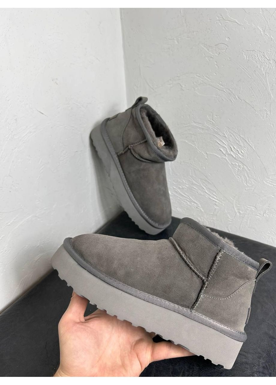 Серые угги мужские ugg ultra mini platform grey (замша) No Brand