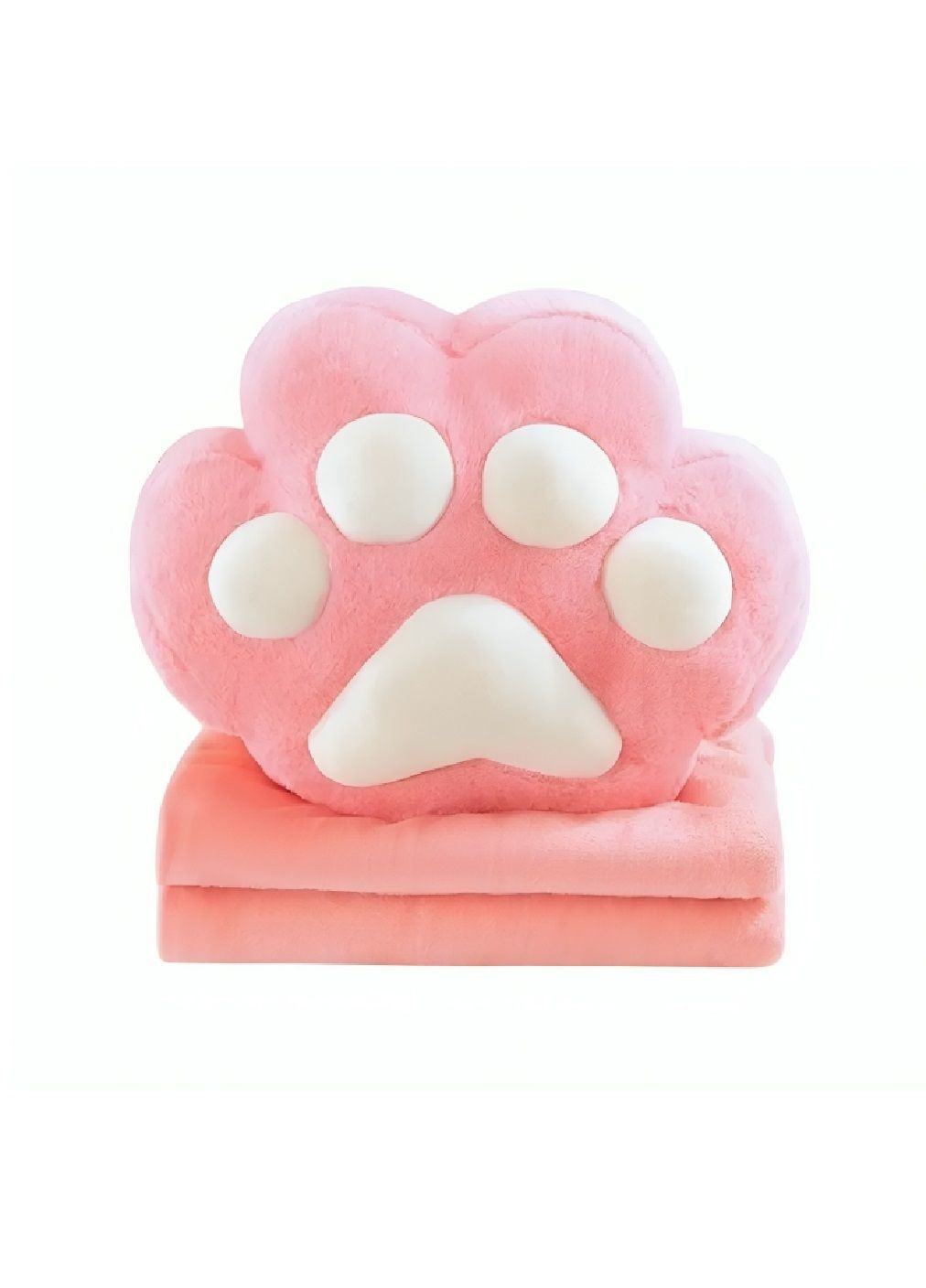 Плюшевая подушка с пледом 110х160 см синтепоновым наполнителем для детей взрослых всей семьи (480607-Prob) Таба Лапка розовая Unbranded (338598151)