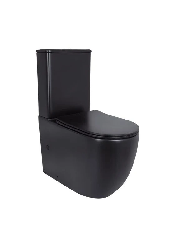 Унитаз напольный Robin Ultra Quiet безободковый с сиденьем Soft-close MATT BLACK QT13226083AMB Qtap (397565020)