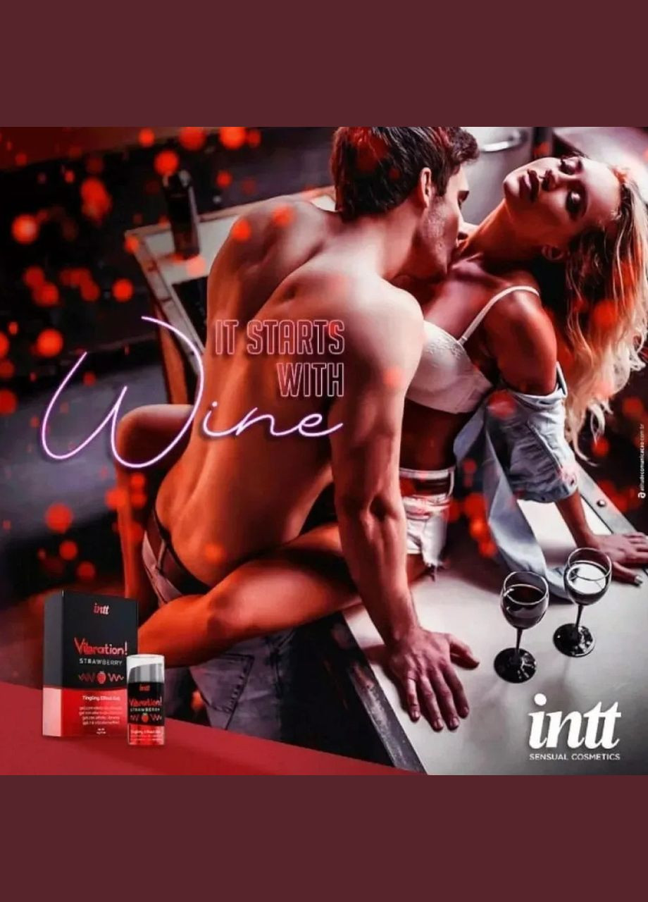 Рідкий вібратор полуничний вибух Vibration Strawberry 15 мл Intt (332211504)