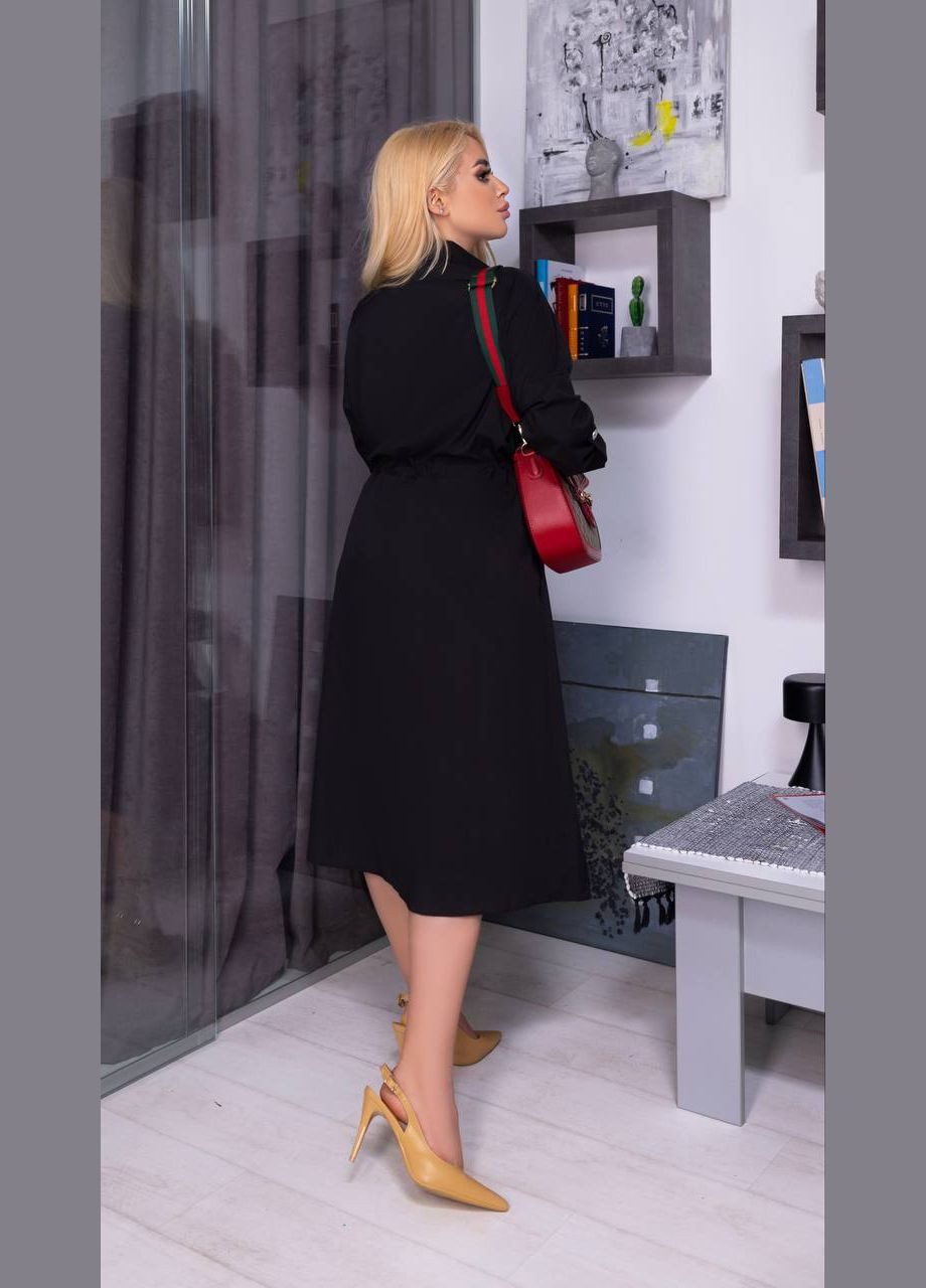 Черное женское свободное платье из софта цвет черный р.58/60 452595 New Trend