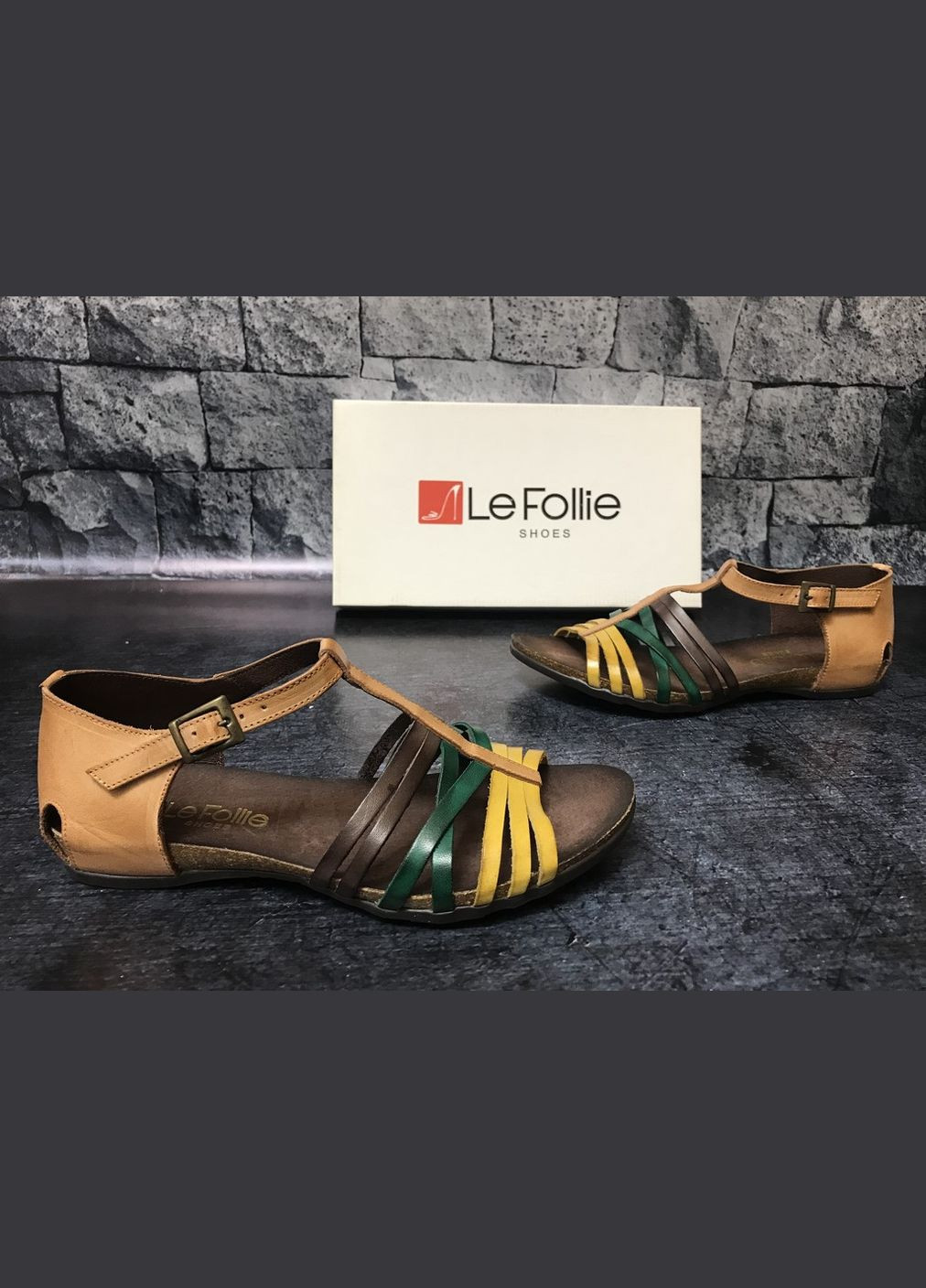 Комбинированные женские кожаные босоножки,, испания Le Follie на молнии