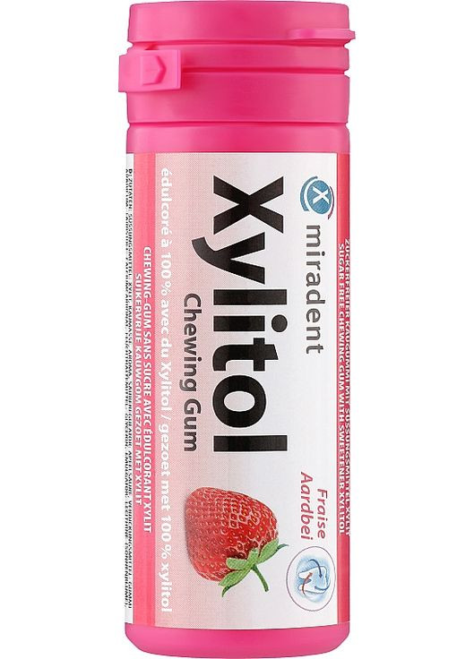 Жевательная резинка для детей "Клубника" Xylitol Chewing Gum 30шт (1063131-95593) Miradent (368634071)