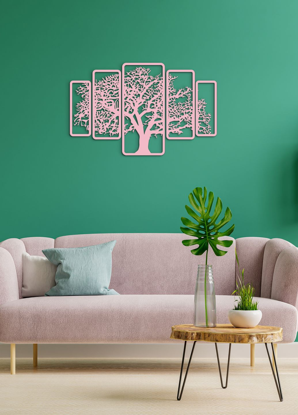 Інтер'єрна картина на стіну, декор в кімнату "Дерево картина з 5 частин", стиль мініімалізм 60х95 см Woodyard (292113484)