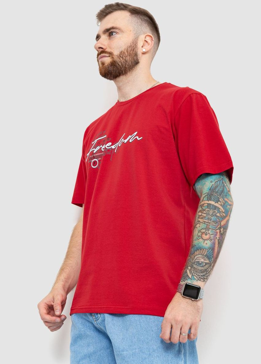 Красная футболка мужская батал 208r019 с длинным рукавом Ager