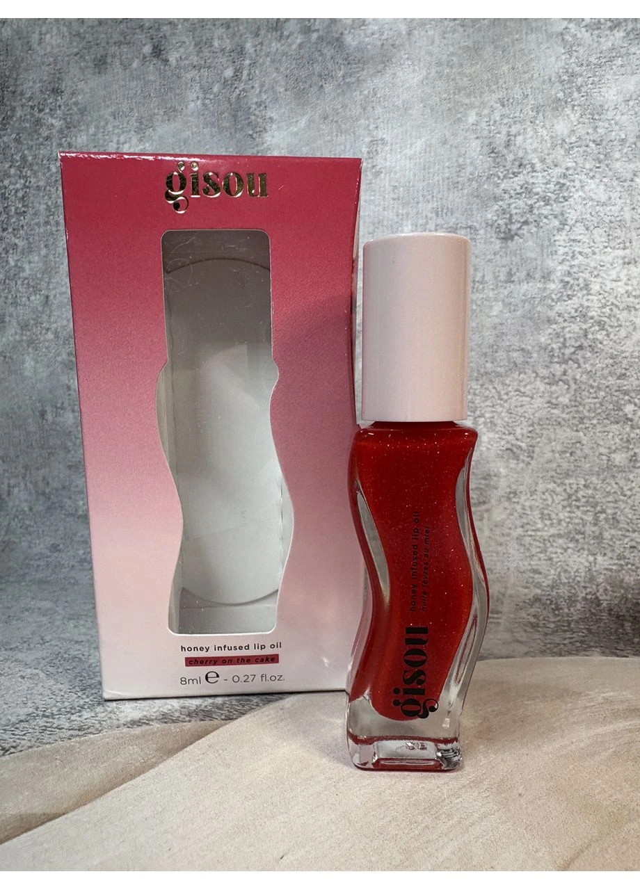 Оригінал Блиск для губ з блискітками Gisou Honey Infused Lip Oil відтінок Cherry on the Cake 8 мл No Brand (399935065)