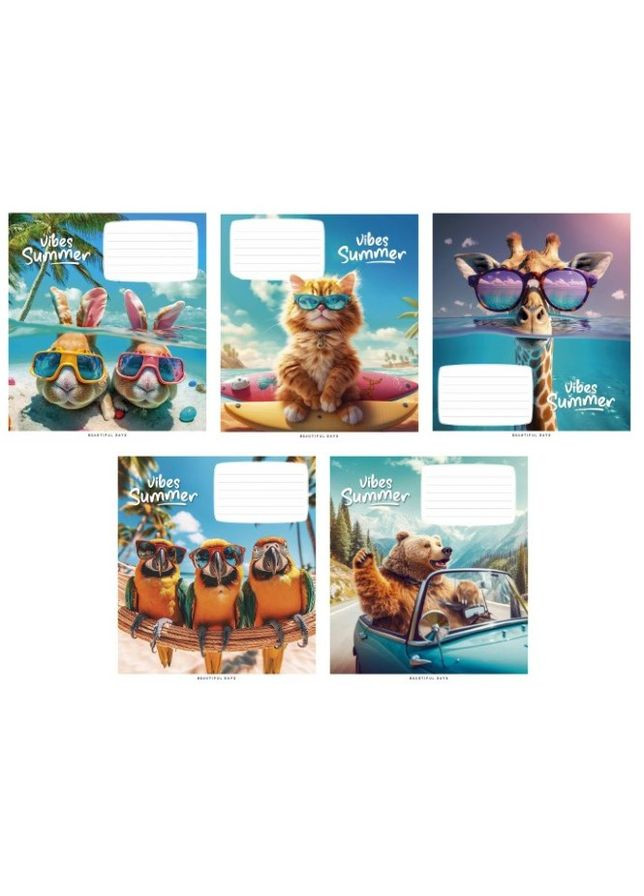 Тетрадь 18 л. ячейка "Школьник" / Vibes Summer Star (342416811)