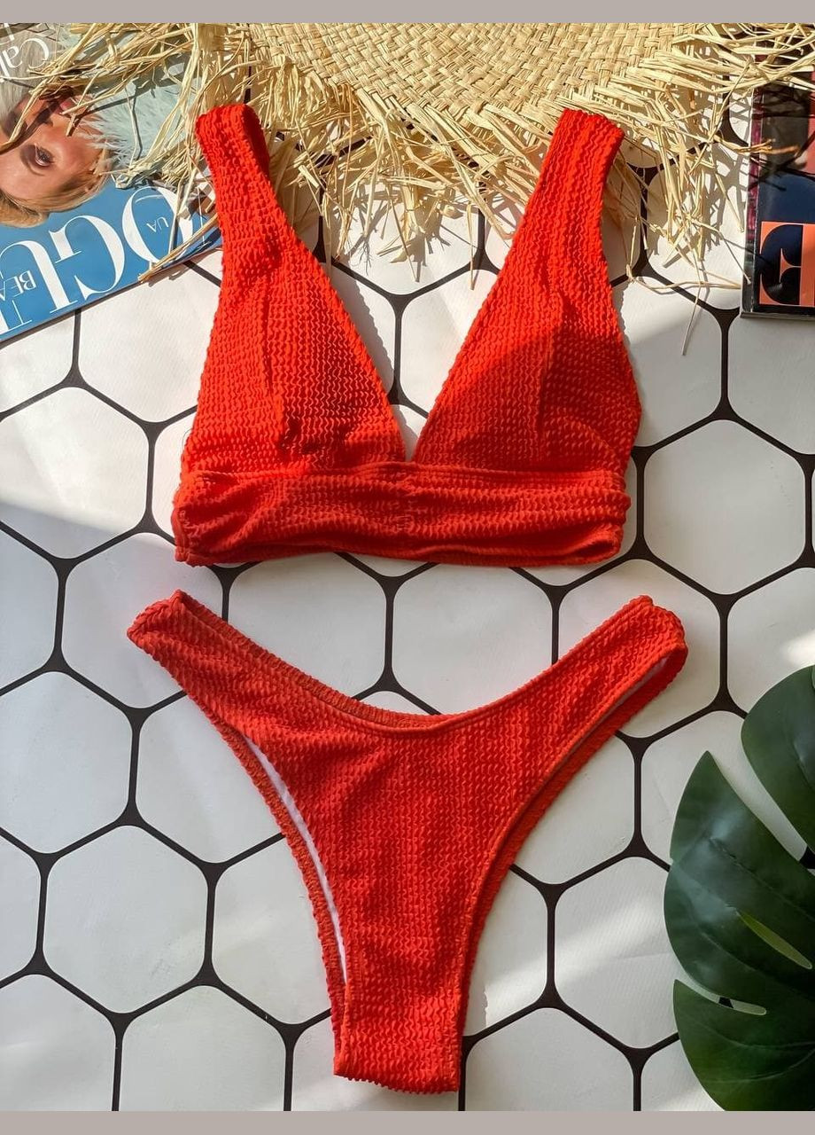 Червоний літній купальник жіночий ліф і трусики No Brand