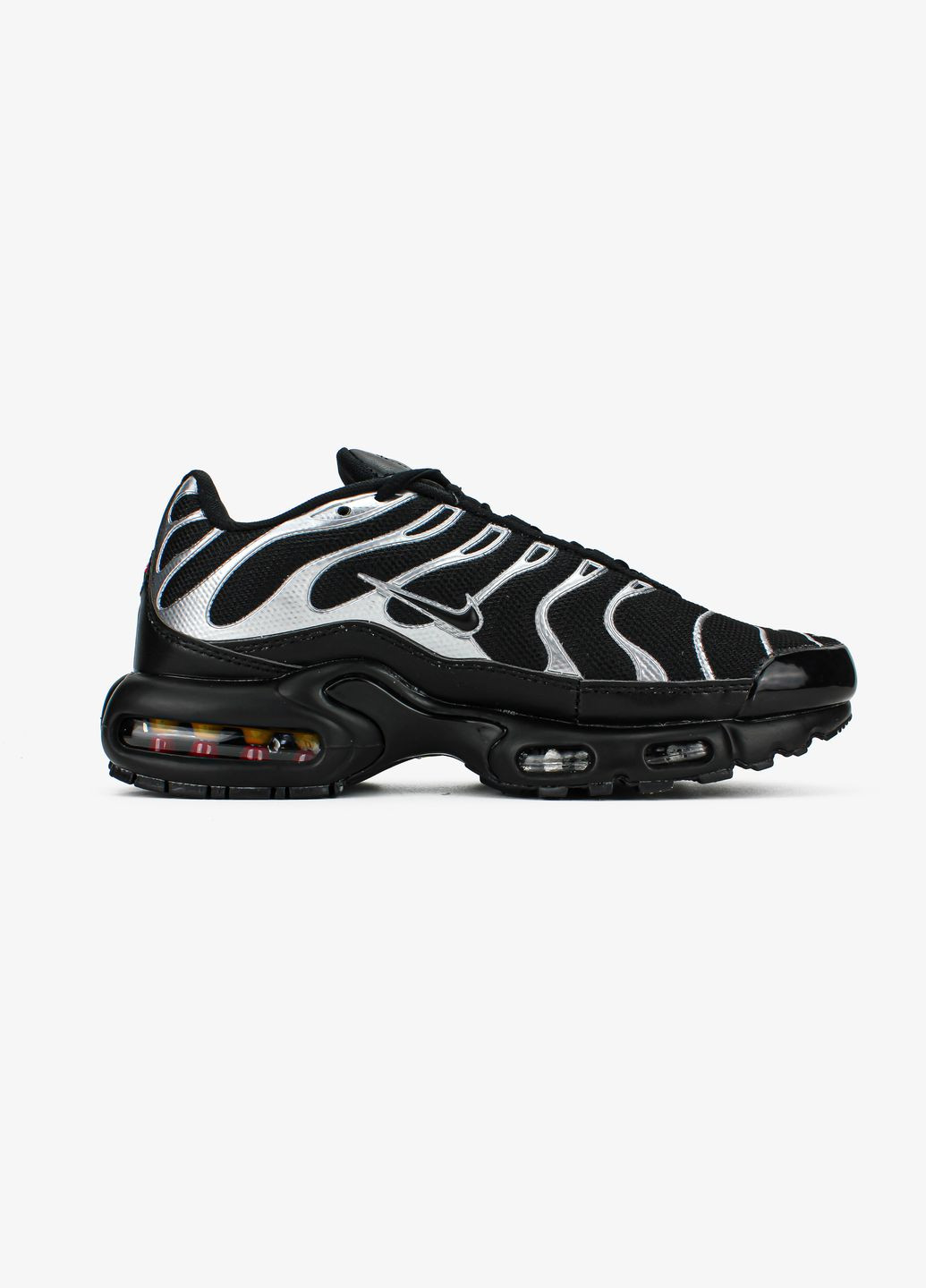 Чорні Осінні кросівки чоловічі nike air max plus “black/metallic silver" | найк аір макс плюс чорні No Brand