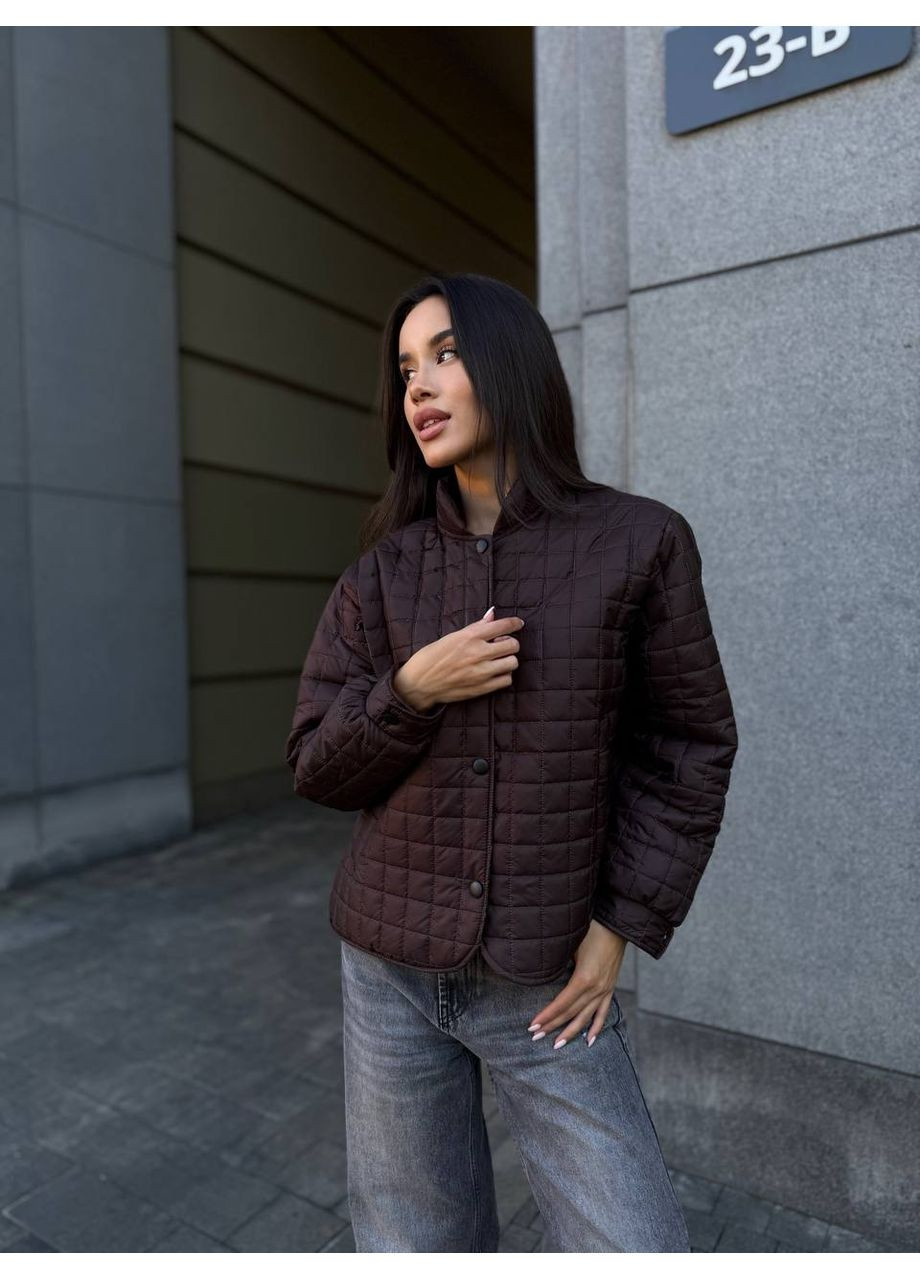 Коричневая демисезонная стеганая куртка бомбер куртка-лайнер Україна