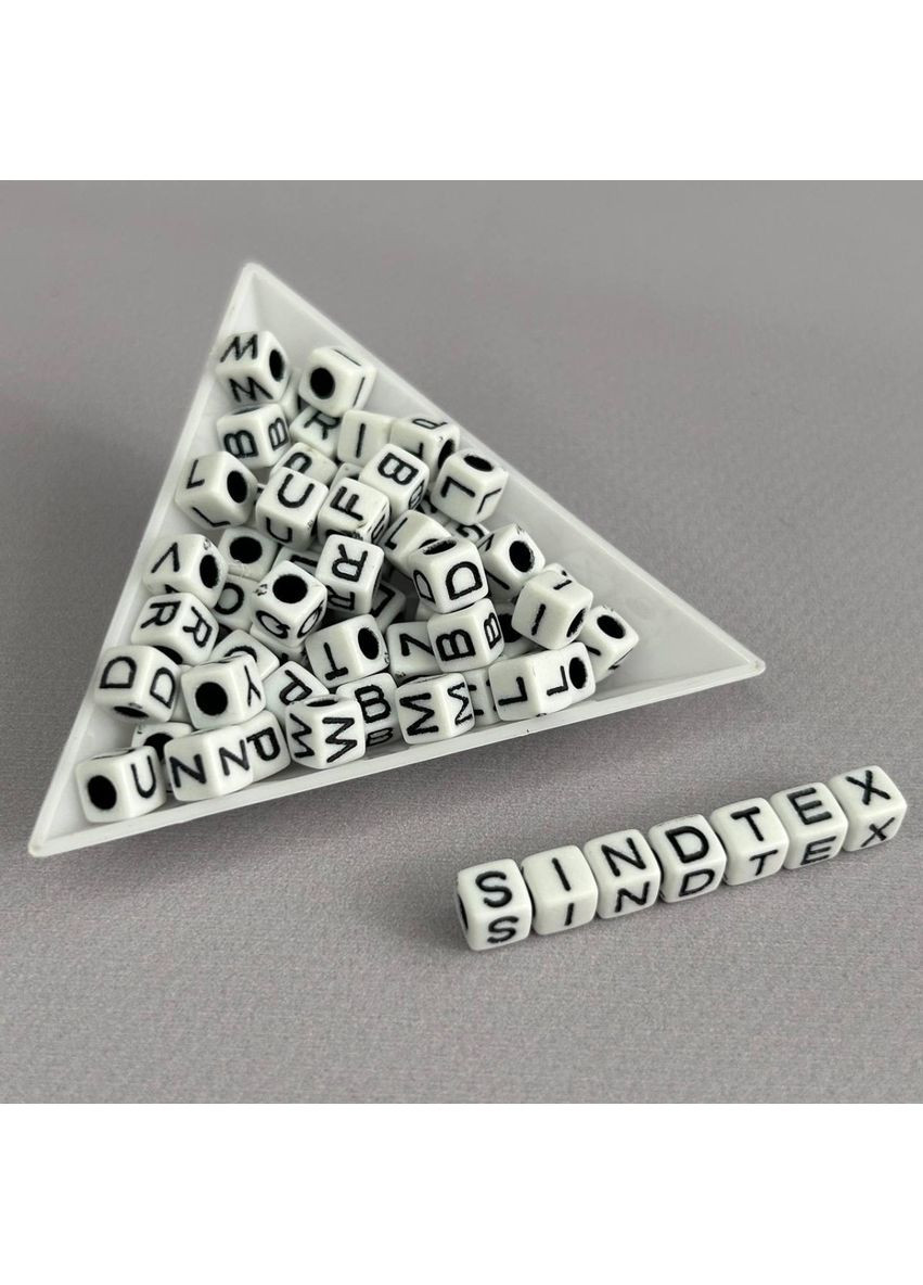 (20 г) Бусины пластиковые куб АЛФАВИТ 6 мм - Белый микс No Brand (361161709)