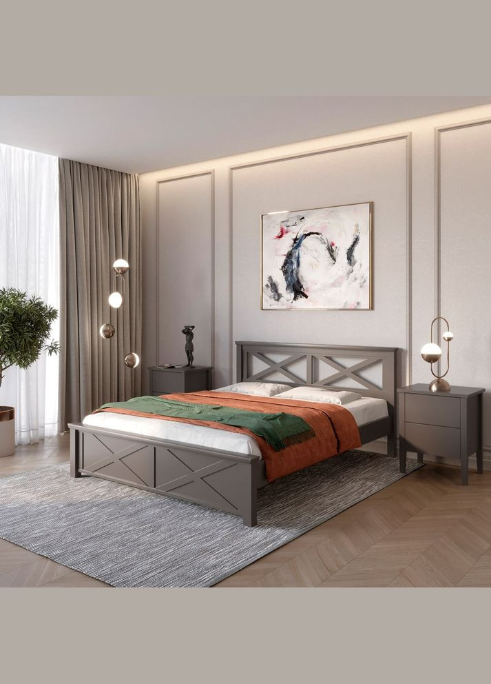 Двуспальная деревянная кровать Прованс Н (RAL9011) 160х190 см (MBG-3098) Mebigrand (368281255)