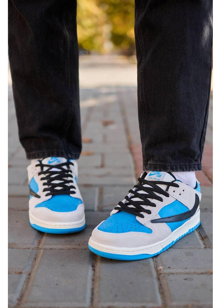 Бежевые демисезонные кроссовки мужские nike sb dunk low x travis scott playstation blue найк сб данк No Brand