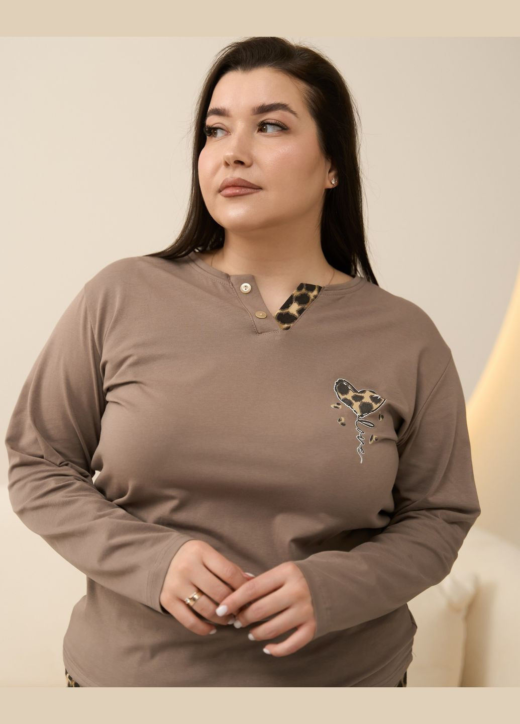 Коричневая батальный комплект со штанами Nicoletta