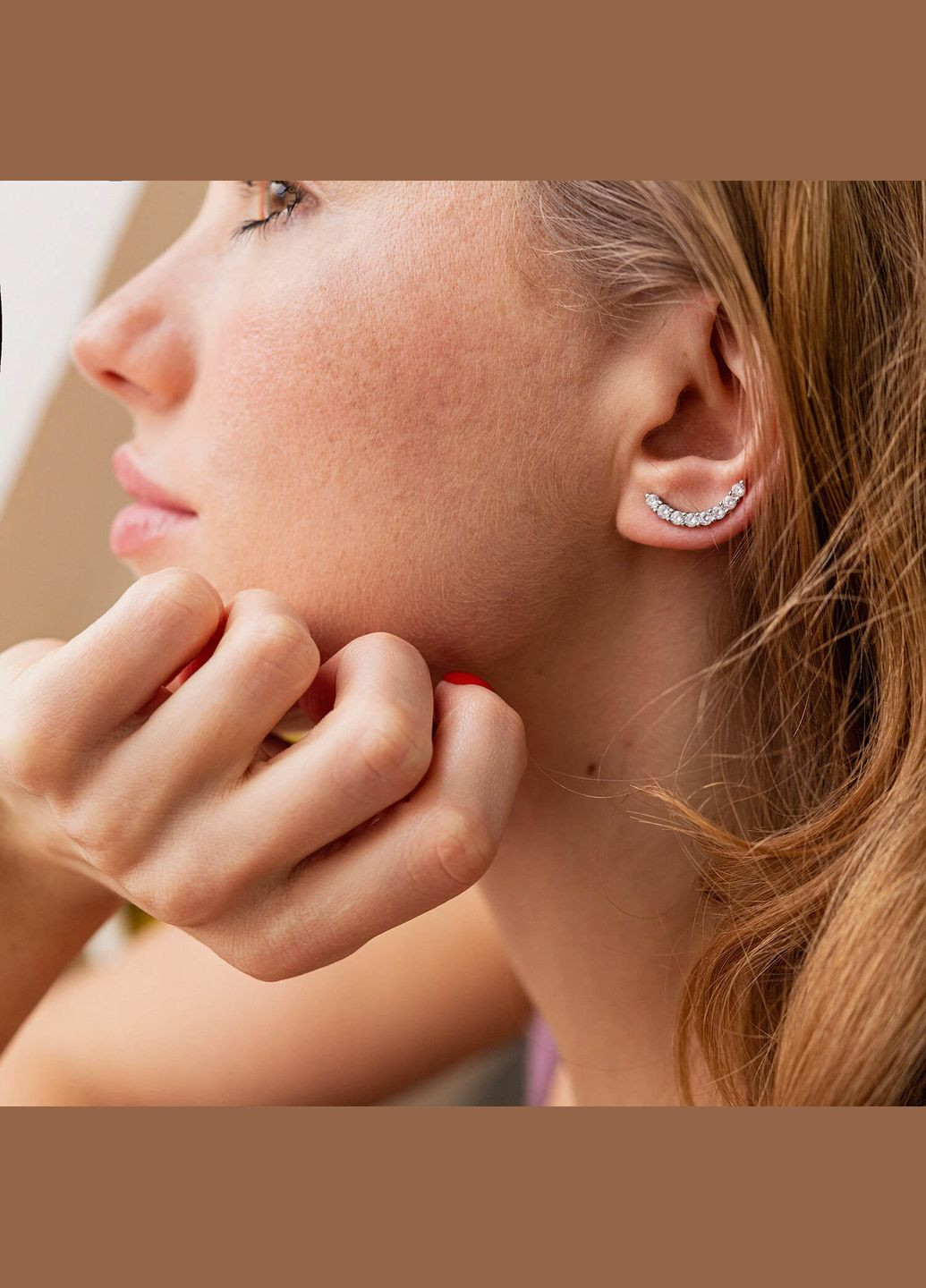 Срібні сережки - клаймбери Сільвія з фіанітами 40022 Oniks (264644207)