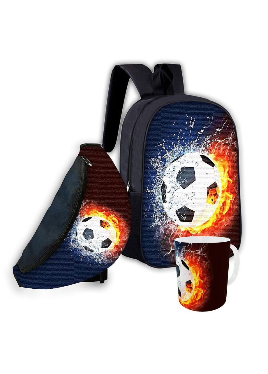 Набор детский Футбол рюкзак рюкзак 36х27см сумка-бананка, кружка с принтом для мальчика (1840) No Brand (326416519)