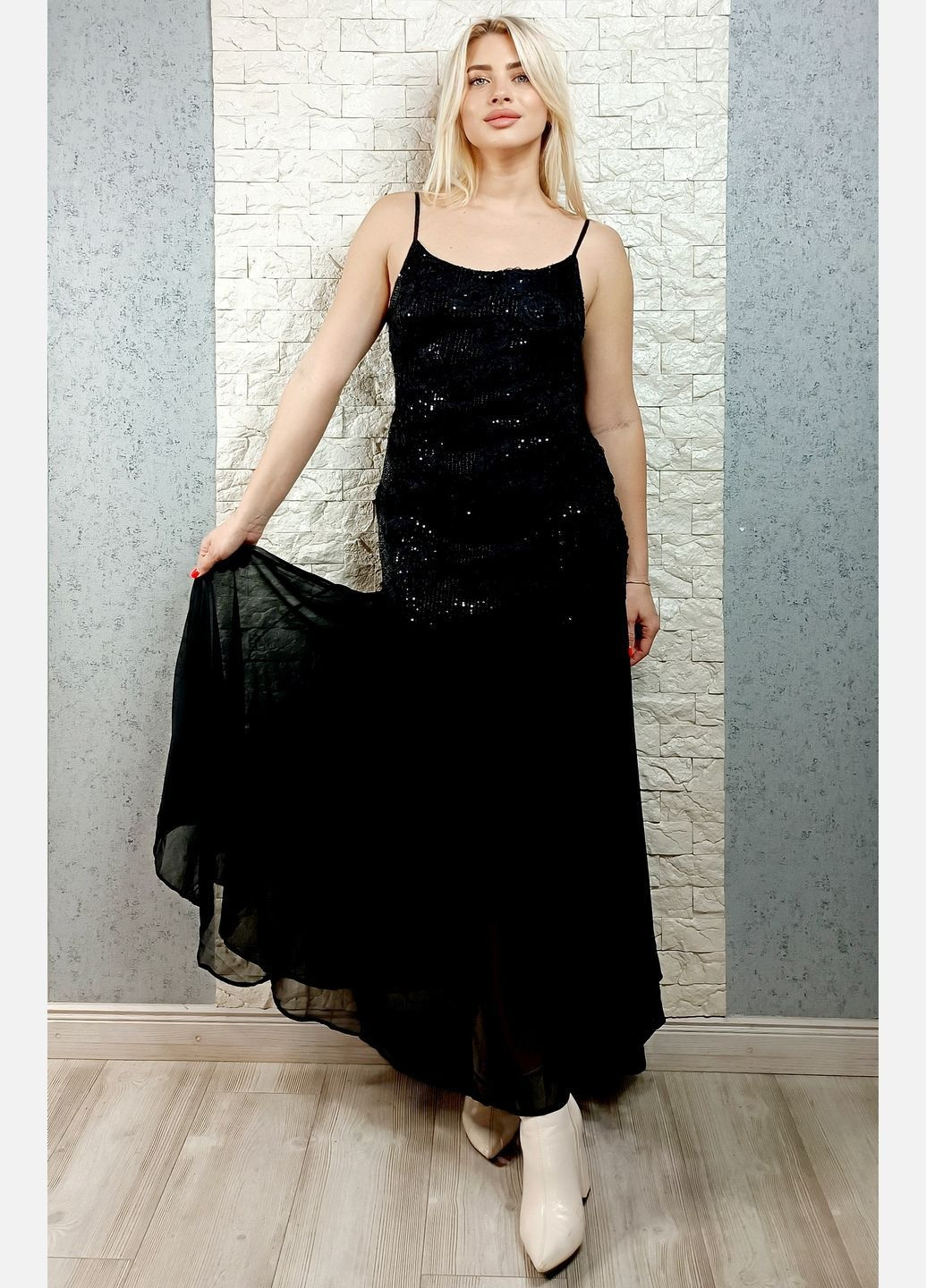 Черное праздничный, коктейльное, вечернее платье а-силуэт Lamiar однотонное