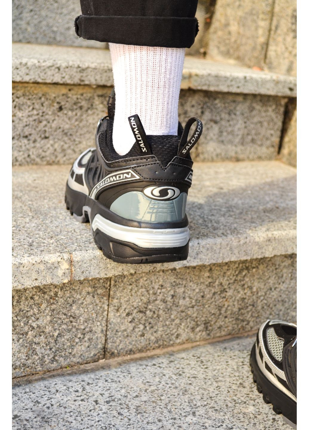 Черные демисезонные кроссовки мужские salomon black silver саломон No Brand