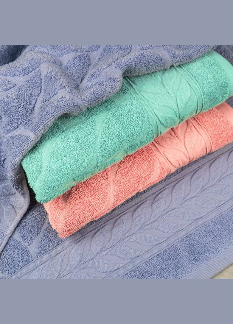 GM Textile набір махрових рушників листя 3шт 40x70см, 50x90см, 70x140см 550г/м2 (рожевий) рожевий виробництво -