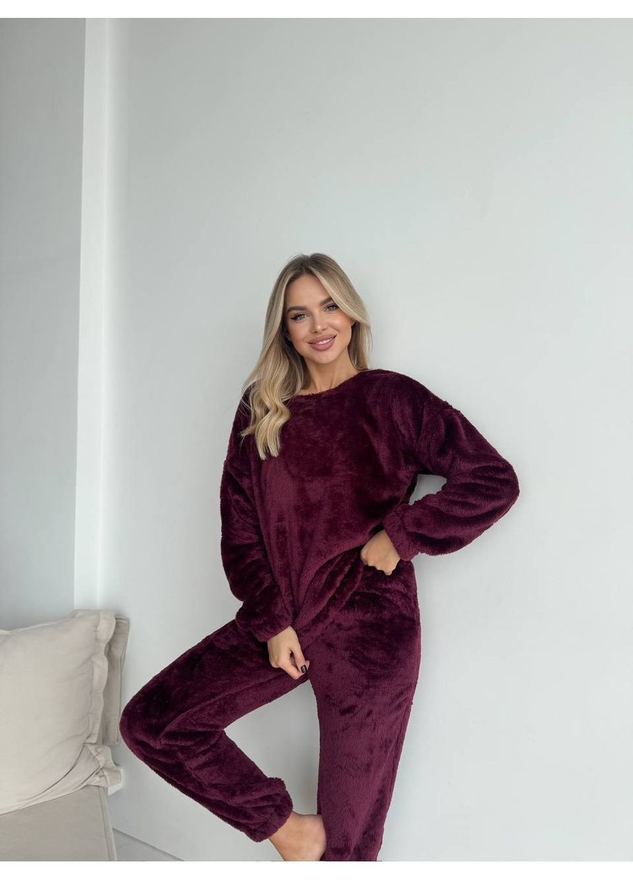 Бордова всесезон жіноча піжама кофта + брюки No Brand