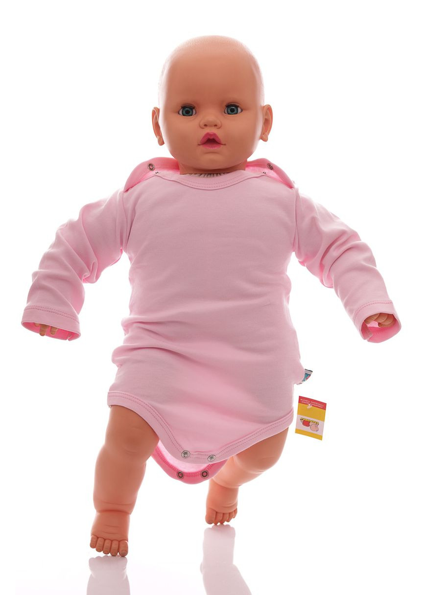 Боди с длинным рукавом для девочки интерлок розовое MiniPapi 86 см (29086) BABYKROHA (297201000)