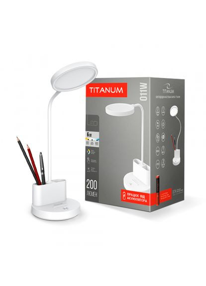 LED лампа настiльна з акумулятором TLTF-011W 6W 2700-6000K Titanum (370241649)
