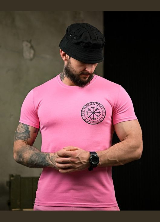 Летний мужской костюм с принтом розовый No Brand