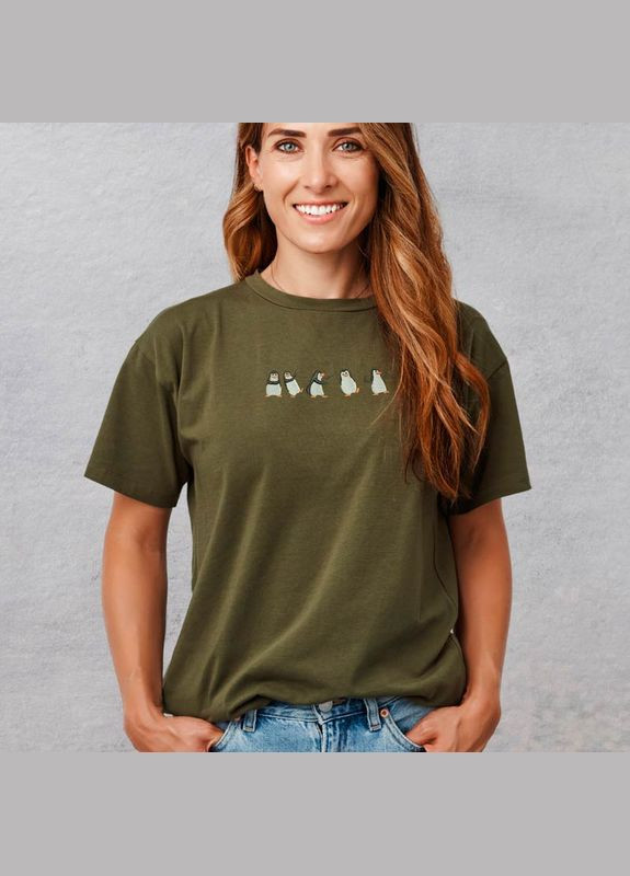 Футболка з вишивкою пінгвінів 02-5 жіноча (278453-15-15) No Brand - (330821098)