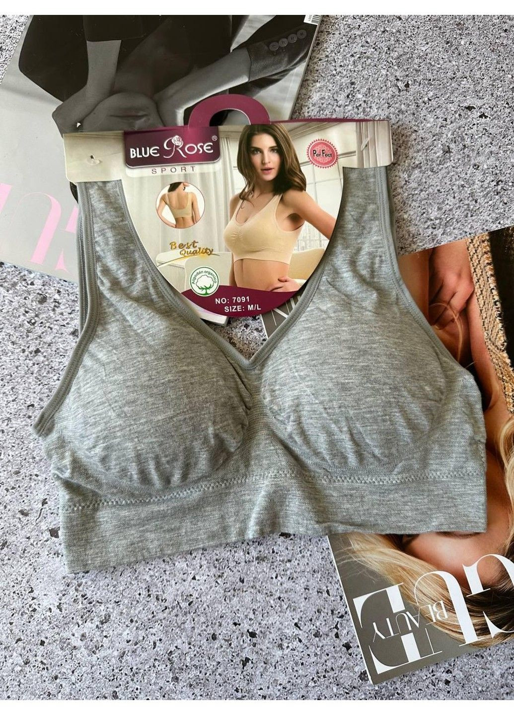 Хлопковый бесшовный топ-майка B-C Blue Rose (317350695)