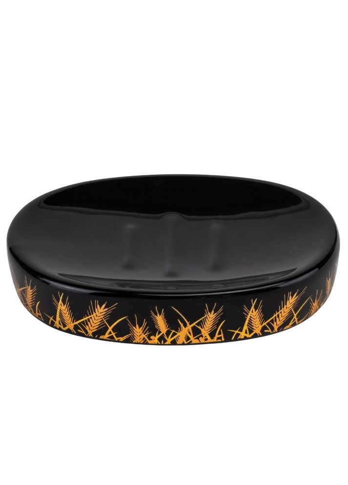 Набір для ванної кімнати 4 предмети кераміка 9190-017 чорний із візерунком No Brand (346152703)