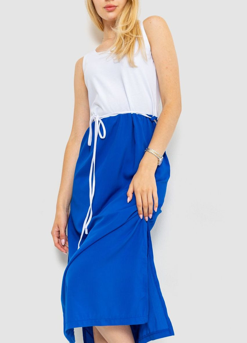 Комбинированное платье-сарафан повседневный двухцветный, цвет бело-синий, Ager
