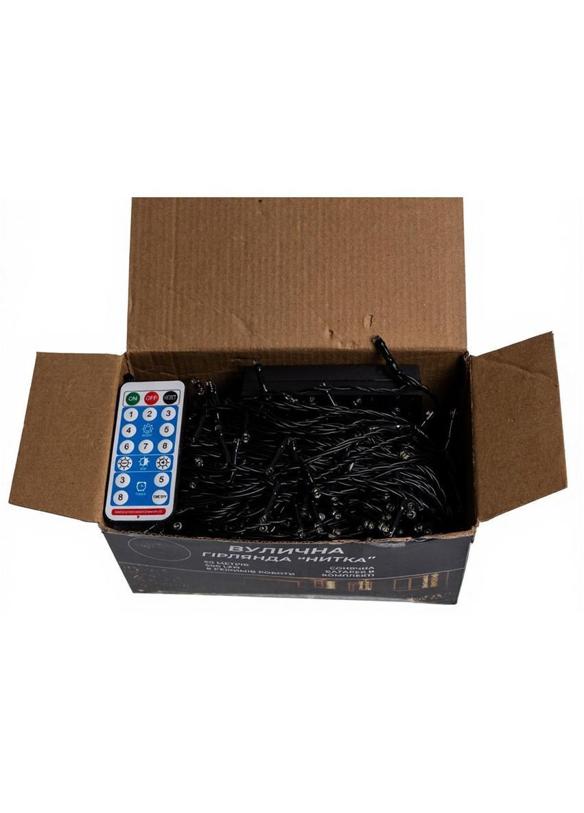 Новогодняя уличная гирлянда 50 м 500 LED с солнечной батареей черный провод Белый SB500L50MBW No Brand (369478415)