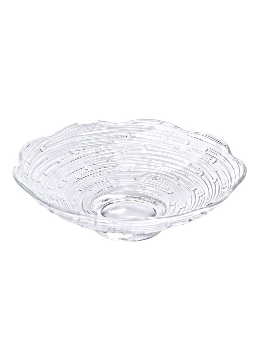 Фруктівниця скляна 23 см Листя лотоса прозора ваза для фруктів та закусок сервірування столу ProDobro (364191998)