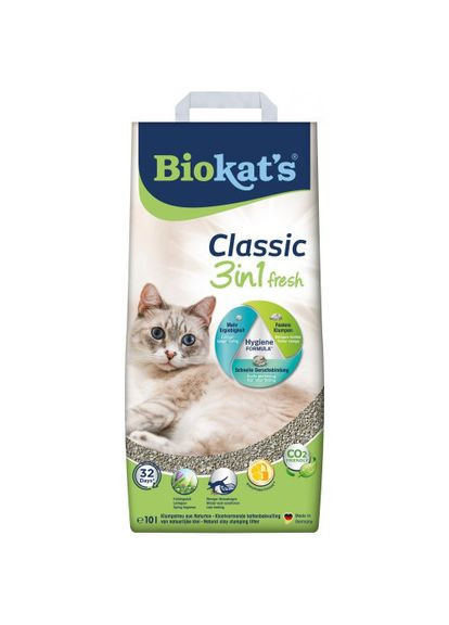 Наповнювач Biokats Classic Fresh 3in1 для котячого туалету, бентонітовий, 10 л Biokat's (361267846)