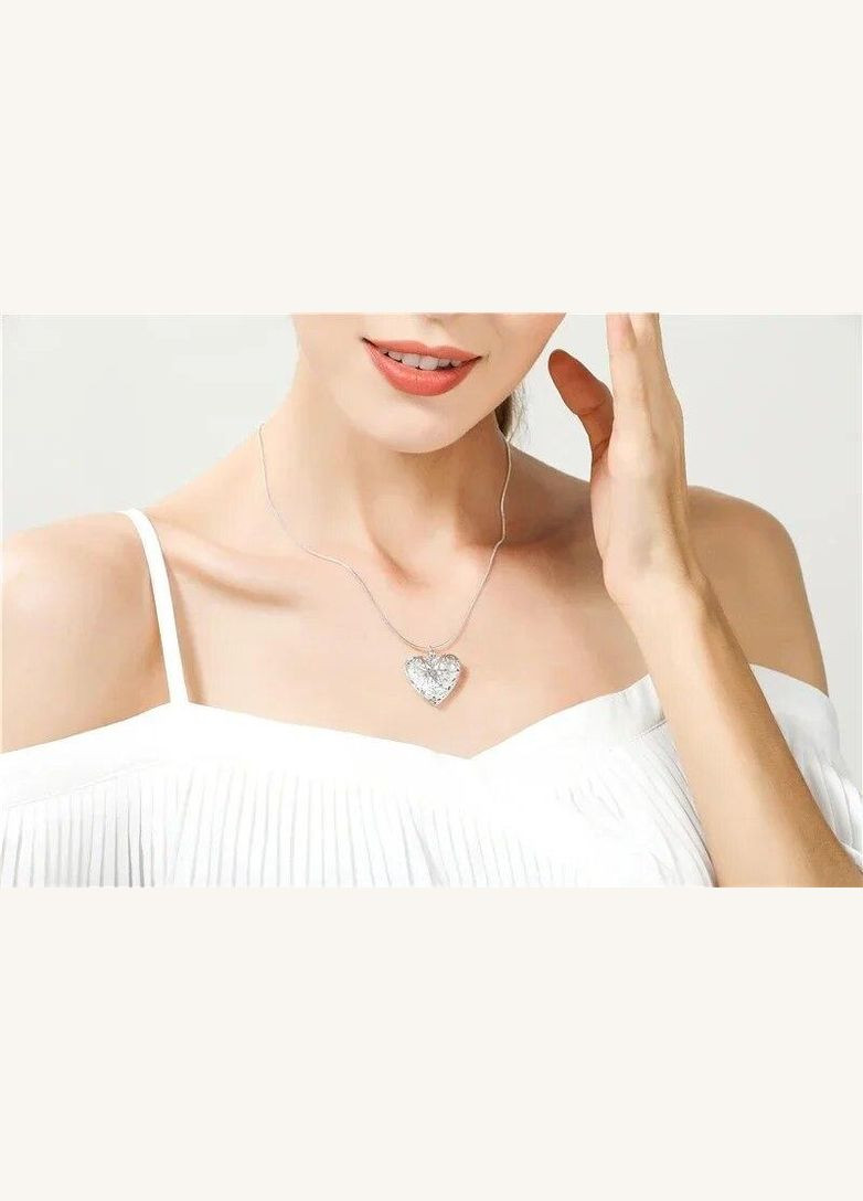 Кулон рамка на ланцюжку кулон медальйон різьблений дизайн у формі серця медальйон для фото 3.7см Liresmina Jewelry (290250912)