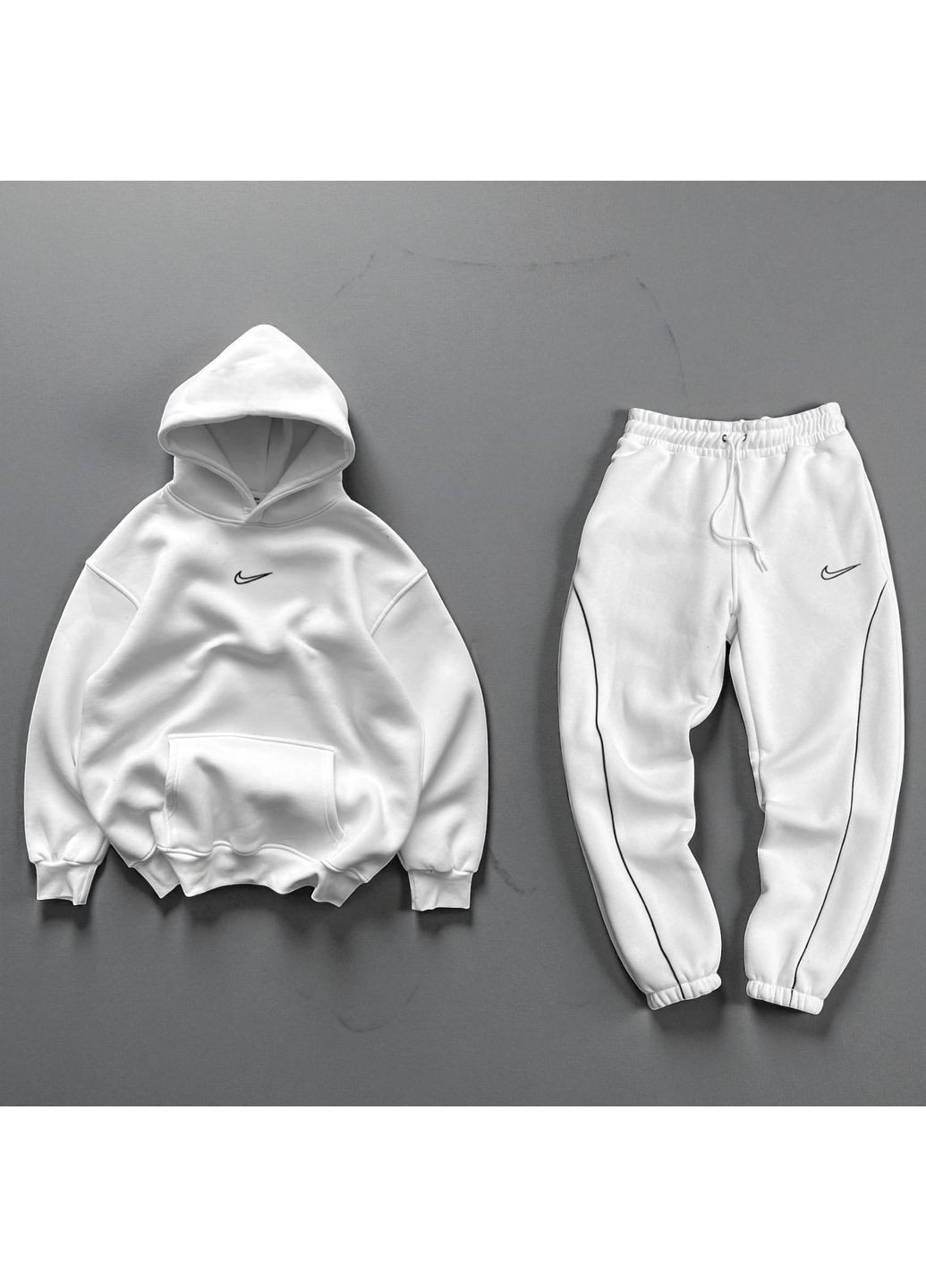 Чоловічий спортивний зимній костюм худі+штани Nike білий No Brand (369756060)
