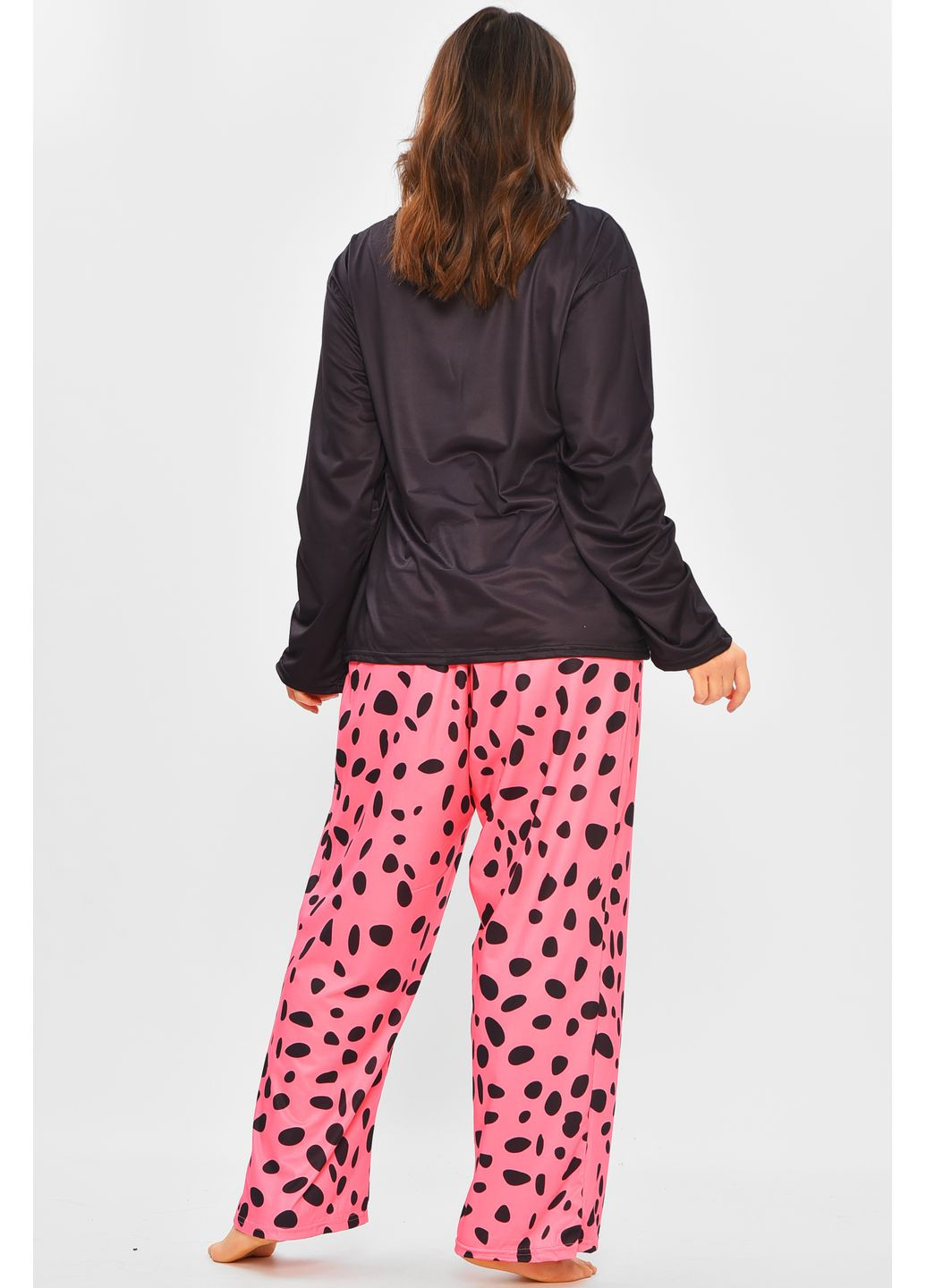 Черная всесезон пижама женская полубатальная черного цвета с принтом свитшот + брюки Let's Shop