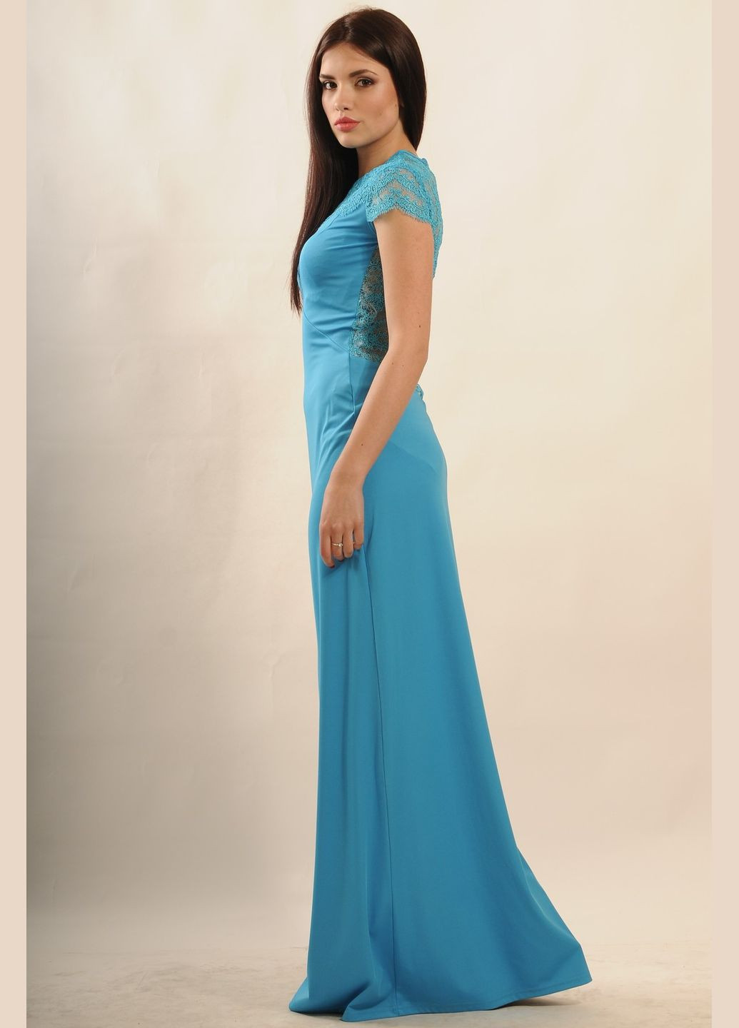 Блакитна повсякденний вечірня сукня з мереживом та напівпрозорою спинкою (пл 22.1-36/14) RiMari