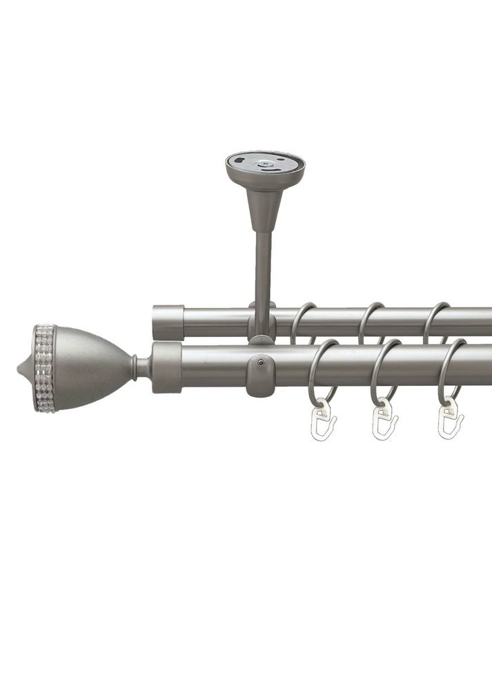Карниз Етернія металевий дворядний відкритий до стелі гладка труба Сатин 25\19 мм 200 см (00-00024645) ORVIT (300844778)