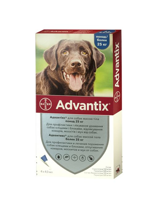 Краплі від бліх і кліщів Адвантікс для собак більше 25 кг (1пип/4 мл) Bayer (368710728)