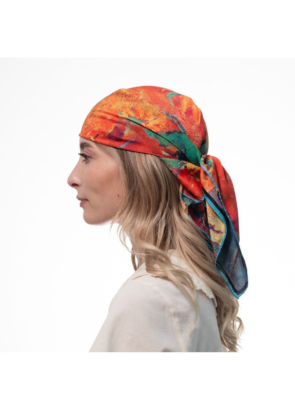 Хустка жіноча з принтом двостороння атлас різнокольорова ЛАВРІН LuckyLOOK 552-920 (324741787)