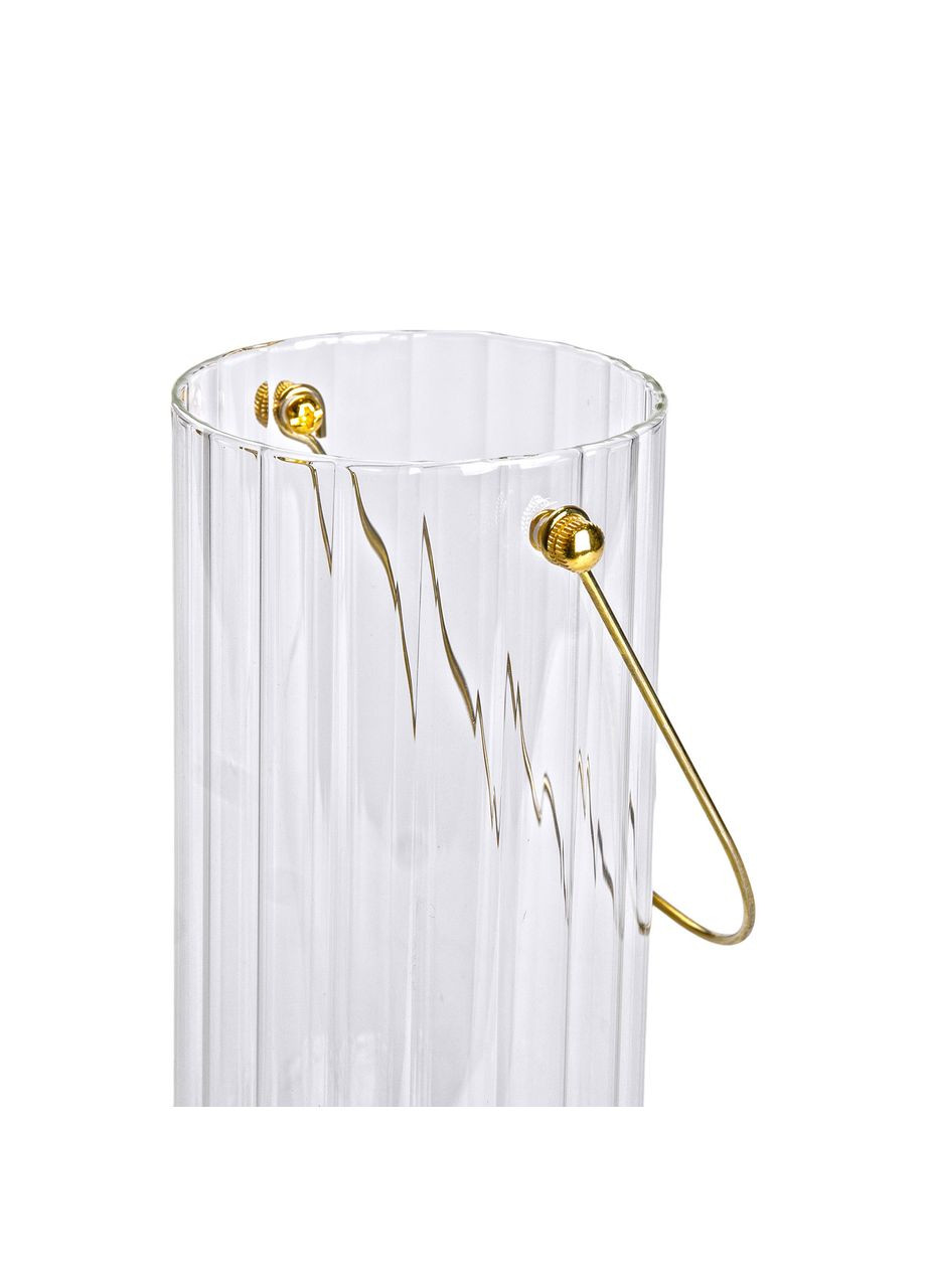 Декоративная стеклянная ваза для цветов с ручкой 19 см. Yiwu (360456740)