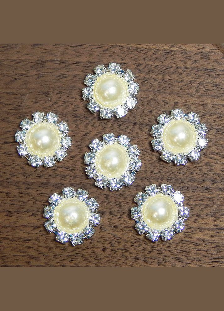 Жемчужный декор Цветок, метал. основа-серебро, 14 мм, крем No Brand (341730985)